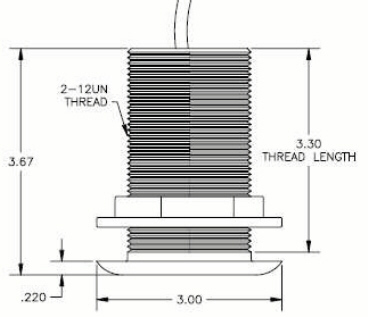 THDT-4 bronze transducer dimensions